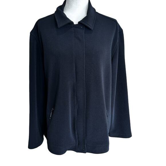 Chico's Full Zip Jacket Blazer Size 3 (XL /‎ 16) Black Stretch Workwear Office - Picture 1 of 12